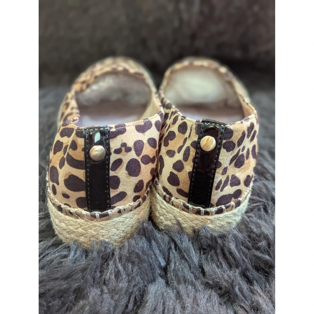 Dr Scholls Leopard Print Espadrille Flats‎ BE Energized Slip On Shoes Brown 6M